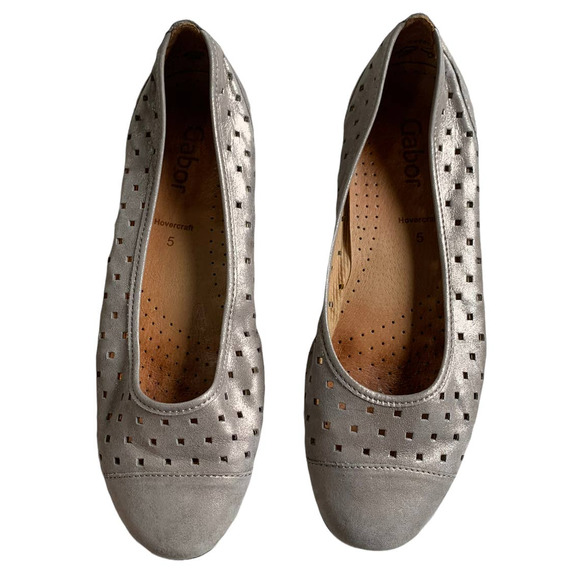 Gabor Shoes Gabor Flats Womens 5 Hovercraft Silver Closed Round Toe